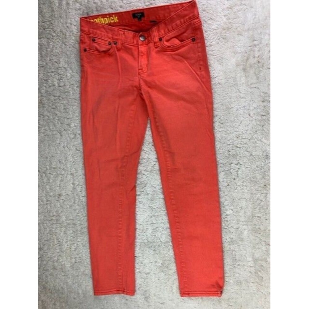 J Crew Size 25 Womens Jeans Toothpick Skinny Coral Low Rise Stretch